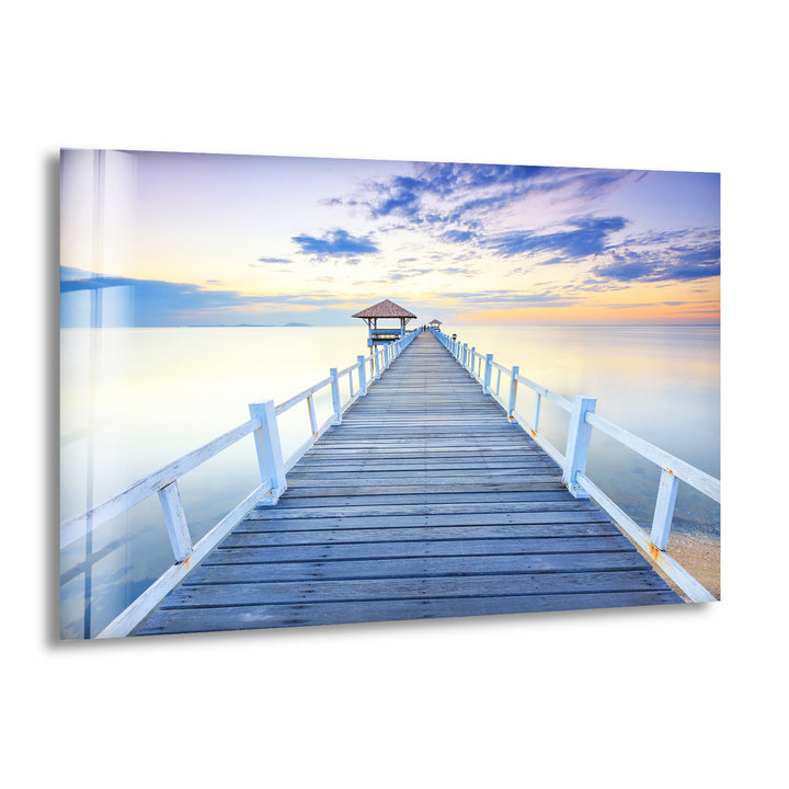 Old Wood Bridge Pier Glass Wall Art