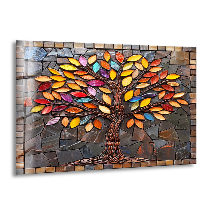 Colored Stained Tree Glass Wall Art custom glass photo prints, large glass prints