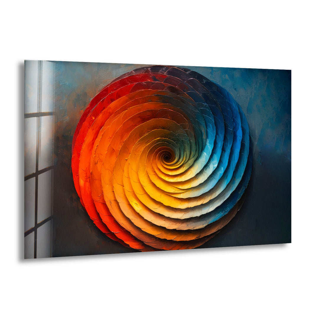 Orange & Blue Circle Glass Wall Art Glass Printing Wall Art, Print photos on glass
