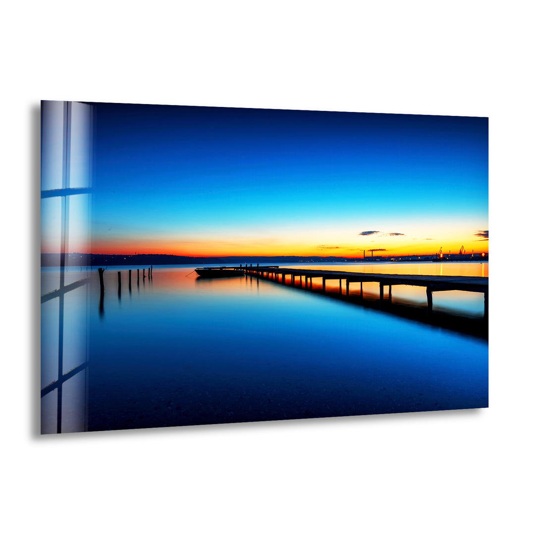 Tropic Lake Sunset Glass Wall Art custom glass pictures, glass art prints