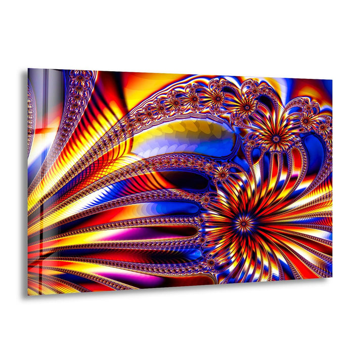 Blue & Orange Abstract Colored Glass Wall Art print picture on glass, Tempered Glass Wall Art
