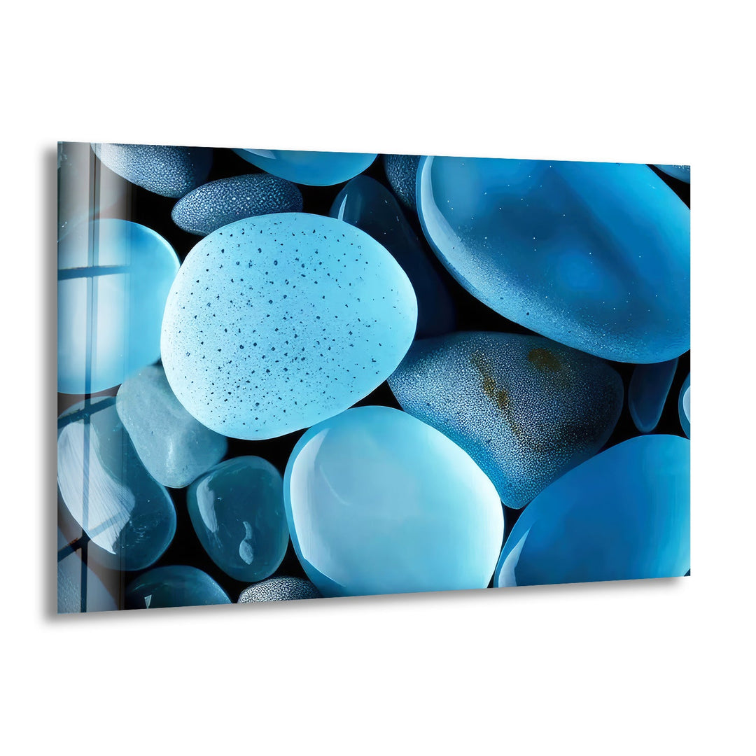 Zen Spa Stones Blue Glass Wall Art photo print on glass, prints on glass wall art