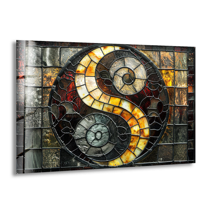 Stained Yin-Yang Glass Wall Art glass pictures for Wall, glass prints wall art