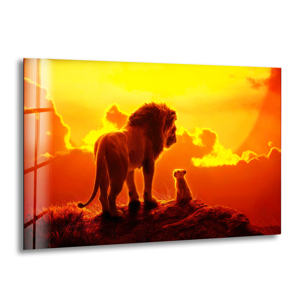 Orange Lion King Glass Wall Art photo print on glass, prints on glass wall art