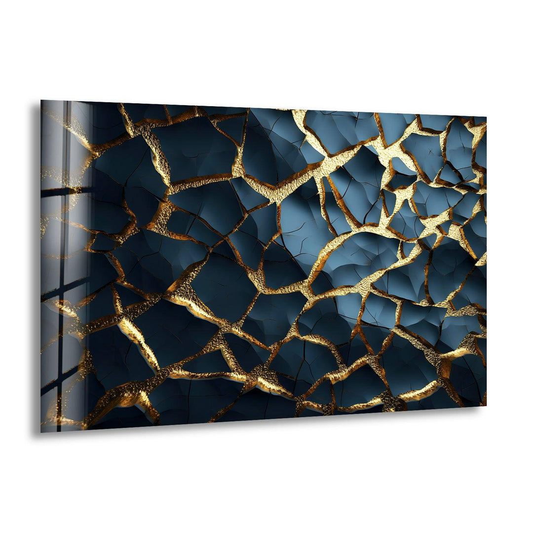 Cracked Gold Marble Glass Wall Art custom glass photo prints, large glass prints