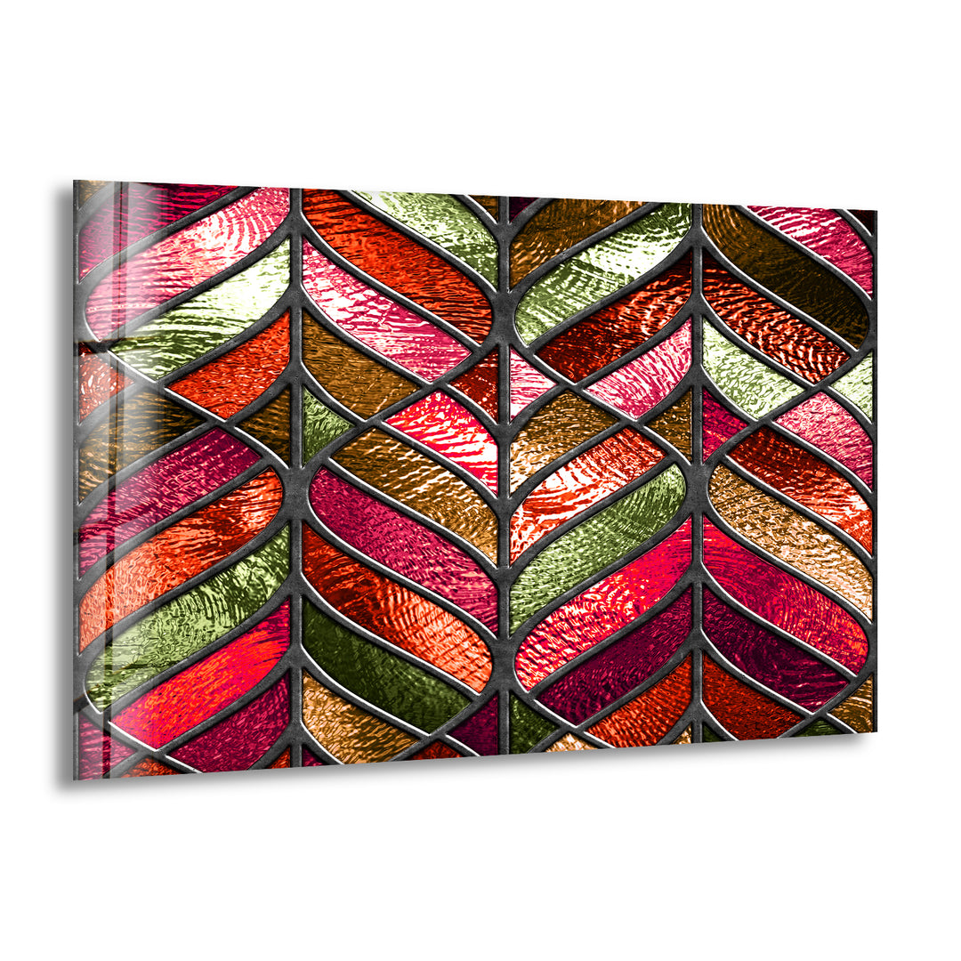 Red and Green Abstract Glass Wall Art print on glass, glass printed photos