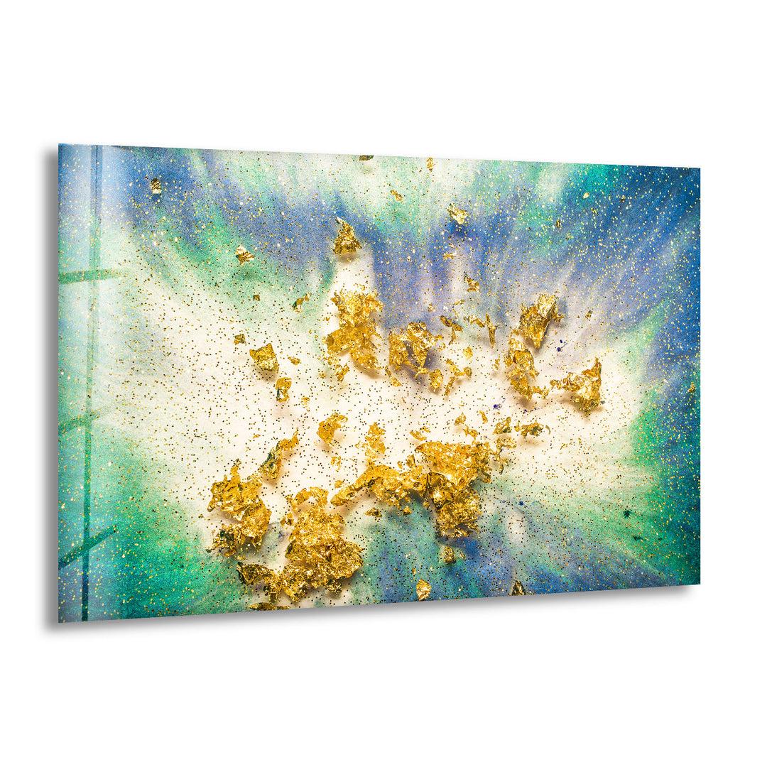 Golden Epoxy Design Abstract Glass Wall Art custom glass pictures, glass art prints
