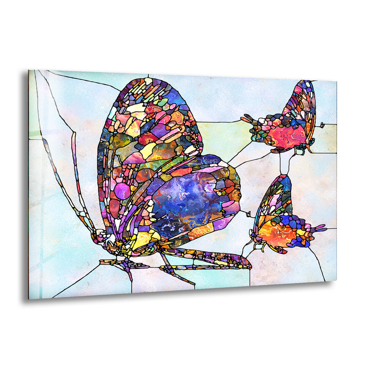 Mosaic Butterfly Glass Wall Art glass art painting, glass art for the Wall