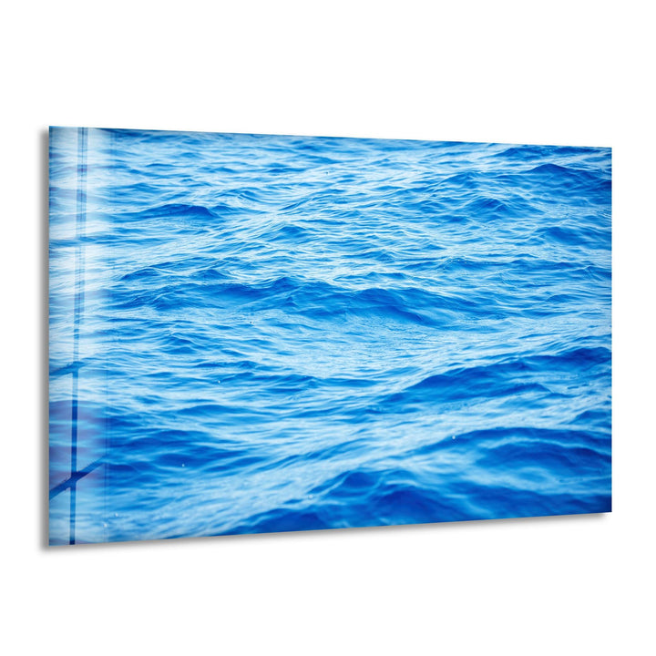 Vivid Blue Sea Waves Glass Wall Art picture on glass wall art, photos printed on glass
