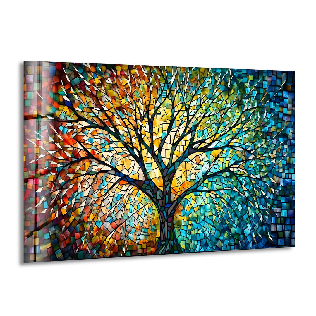 Colored Tree Glass Wall Art glass art painting, glass art for the Wall
