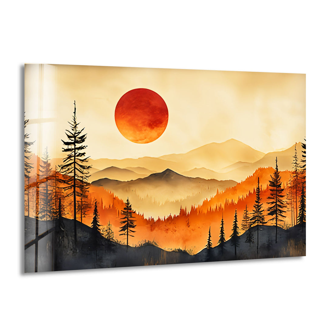 Blood Moon Landscape Glass Wall Art Glass Printing Wall Art, Print photos on glass
