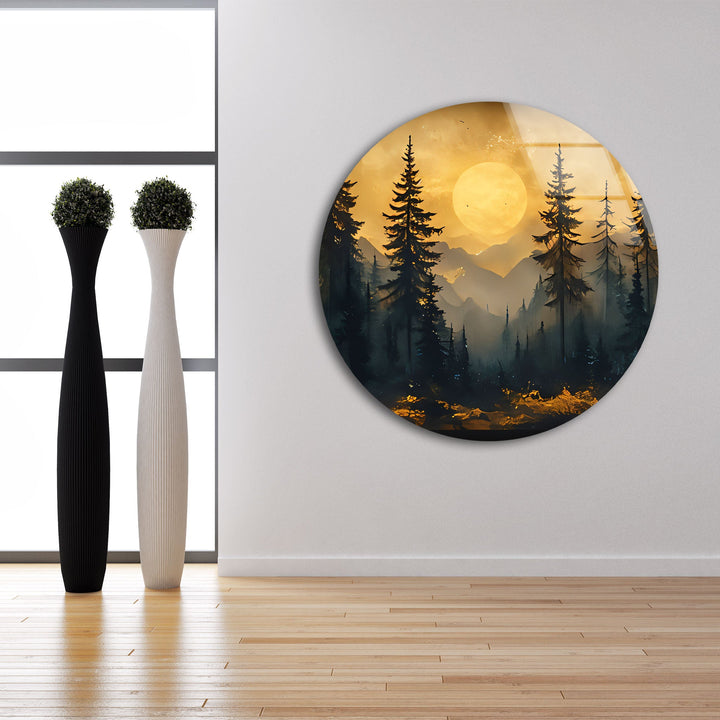 Sunset Forest Landscape Glass Wall Art art glass wall art, glass wall art pictures
