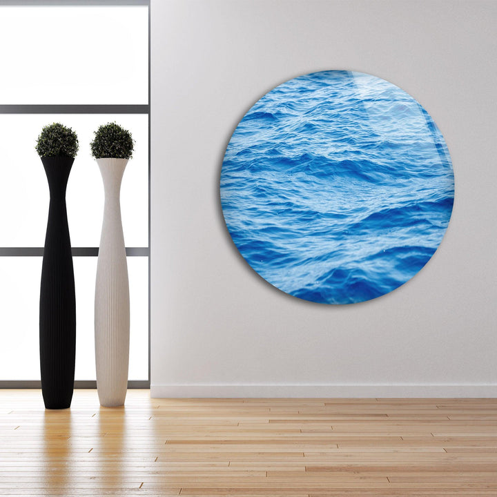 Vivid Blue Sea Waves Glass Wall Art Glass Printing Wall Art, Print photos on glass
