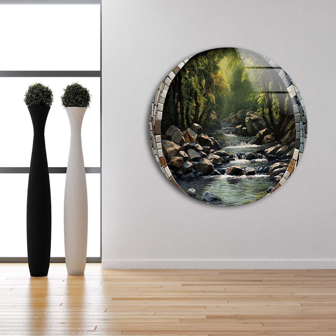 Forest And Stones Glass Wall Art glass image printing, glass prints from photos
