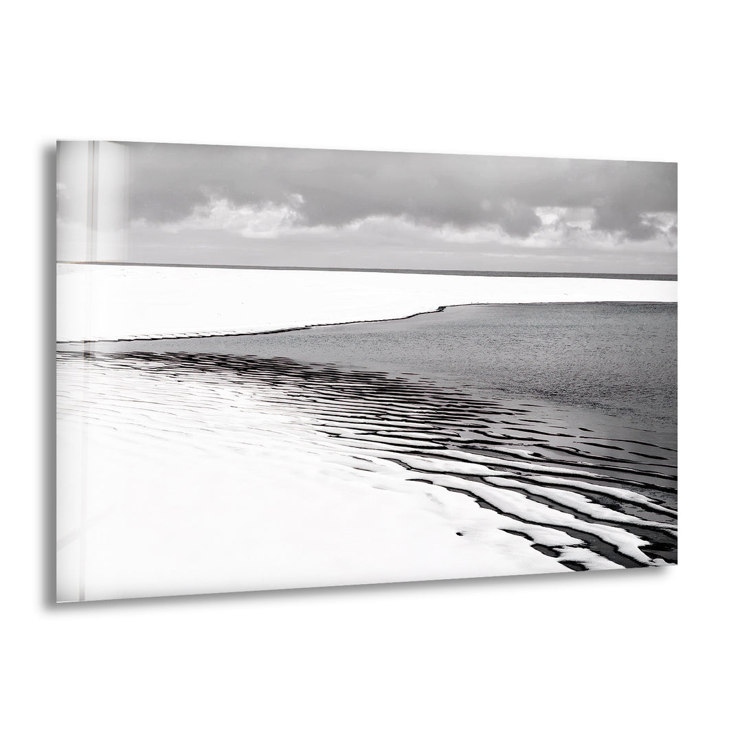 Black & White Ocean Glass Wall Art print on glass, glass printed photos