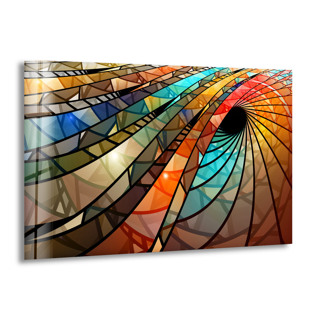 Colorful Spiral Stained Glass Wall Art glass art painting, glass art for the Wall