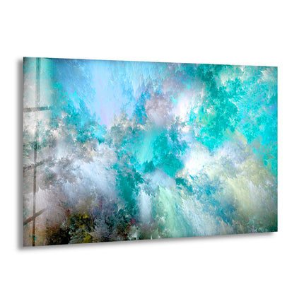 Turquoise Blue Alcohol ink Glass Printing Wall Arts