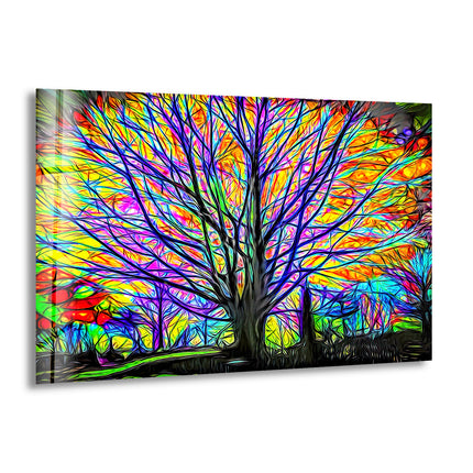 Colourful Tree of Life Modern Abstract Glass Wall Decor Prints