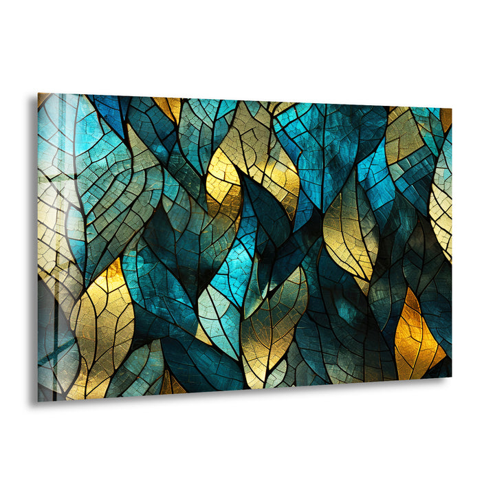 Mosaic Green Leaves Glass Wall Art print picture on glass, Tempered Glass Wall Art