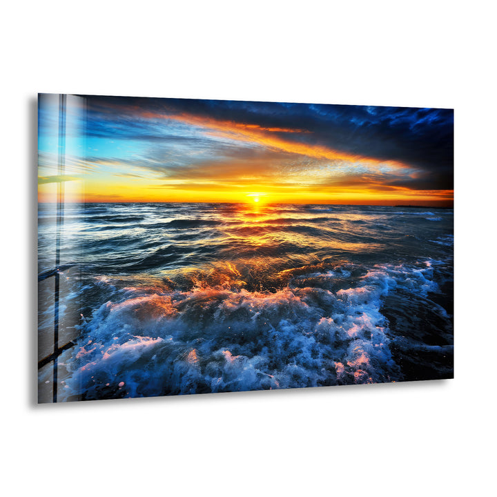 Sea Sky Sunset Glass Wall Art