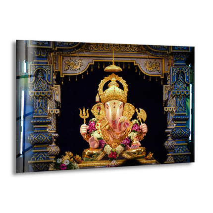 Hindu Lord Ganesha Glass Wall Art