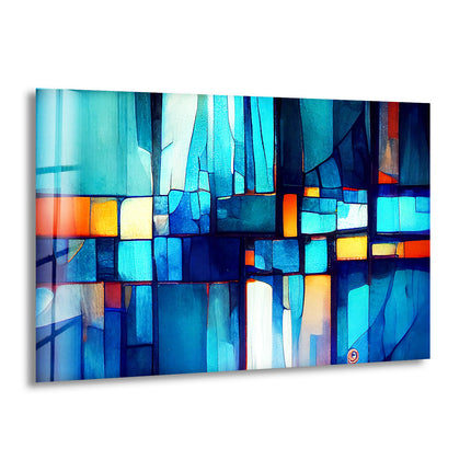 Blue Vibrant Stained Glass Wall Art glass image printing, glass prints from photos