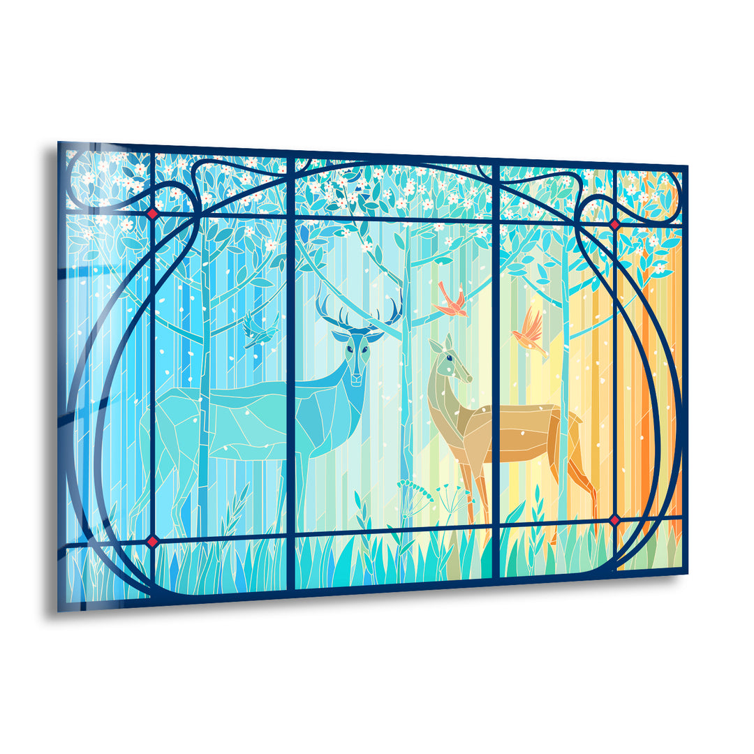 Deer Gazelle Stained Glass Wall Art art glass wall art, glass wall art pictures