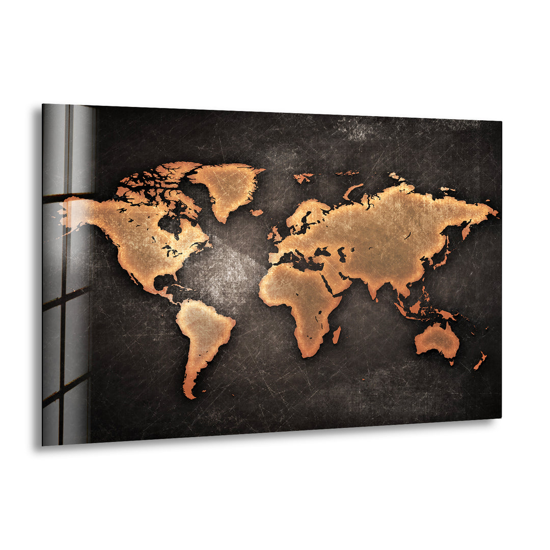 World Map Glass Wall Art, print picture on glass, Tempered Glass Wall Art