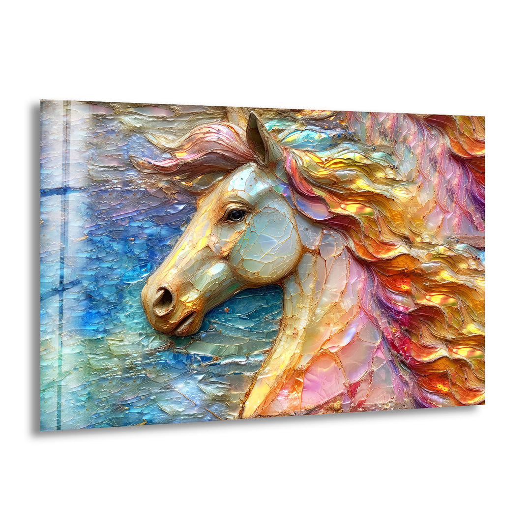 Shiny Unicorn Glass Wall Art large glass photo prints, glass wall photos