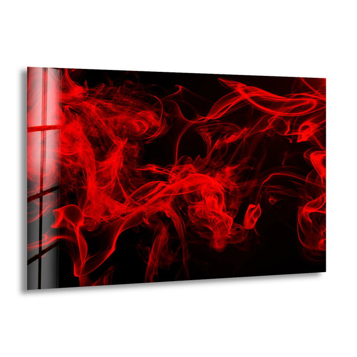 Red Smoke with Black Background Glass Wall Art