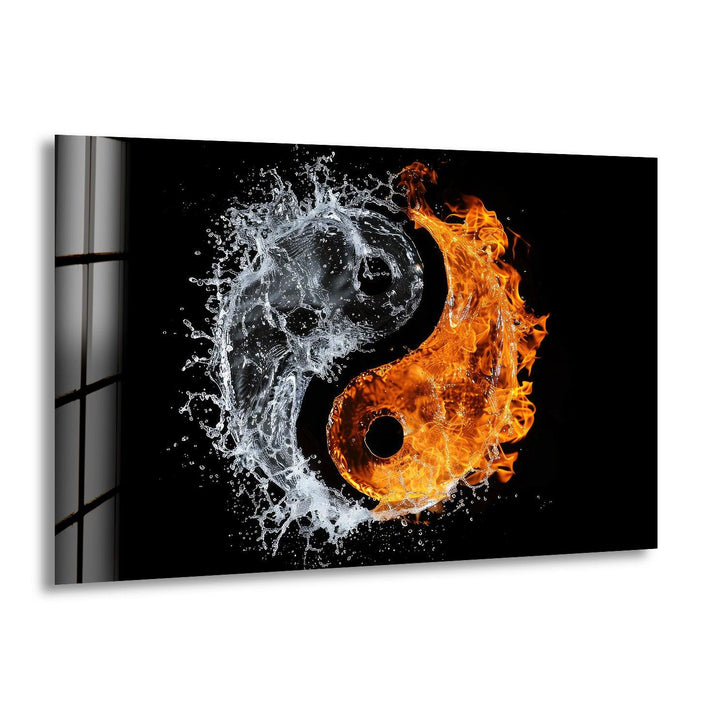 Yinyang Made of Fire and Water Glass Picture Prints & Cool Wall Art