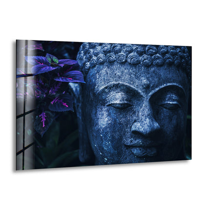 Blue Buddha Statue Glass Art Painting Collections
