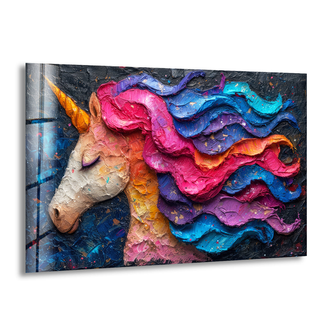 Rainbow Unicorn Glass Wall Art glass photo prints, glass picture prints