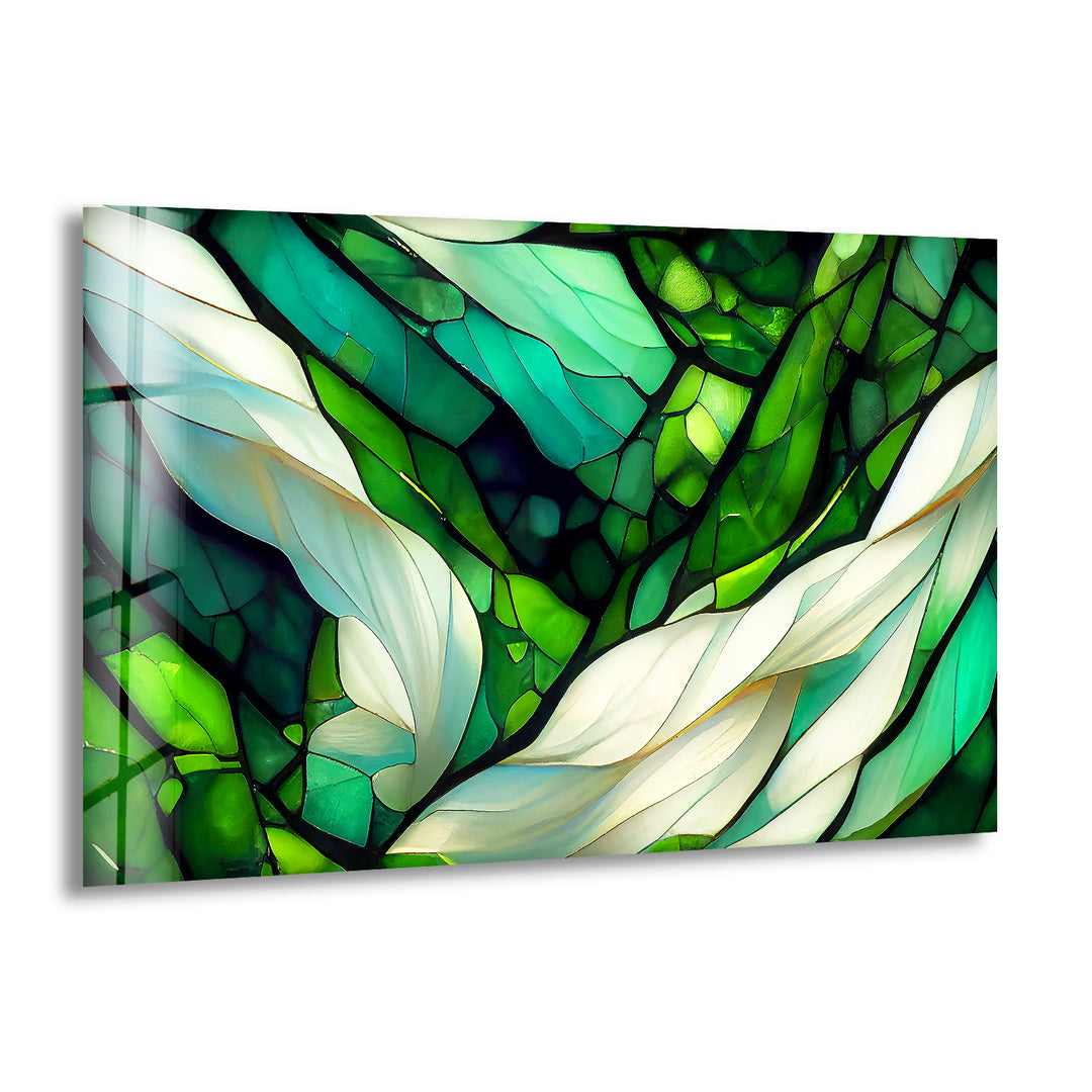 Stained Green & White Glass Wall Art Glass Printing Wall Art, Print photos on glass