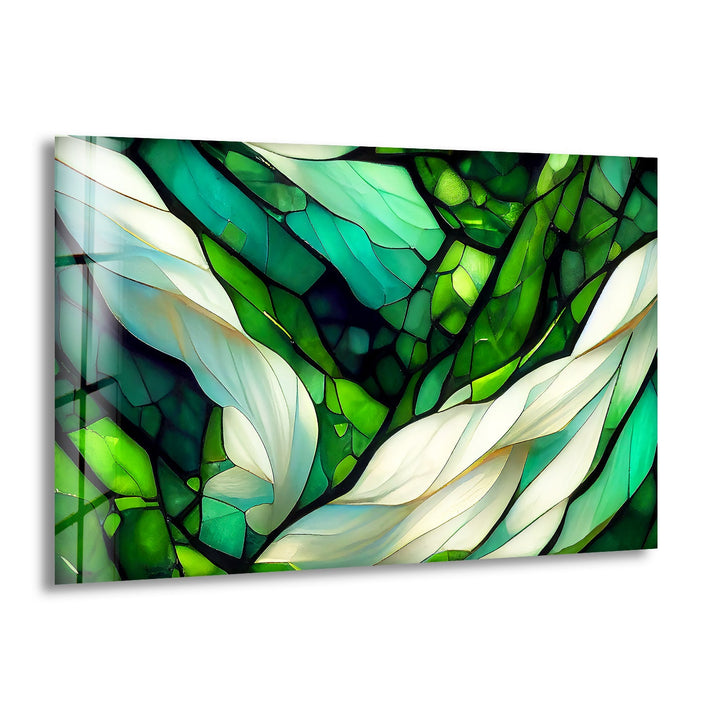 Stained Green & White Glass Wall Art Glass Printing Wall Art, Print photos on glass