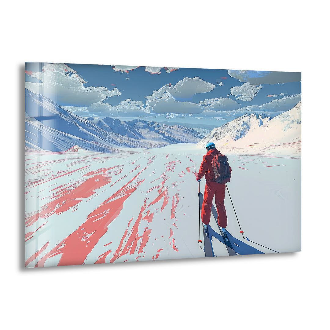 Skier Glass Wall Art