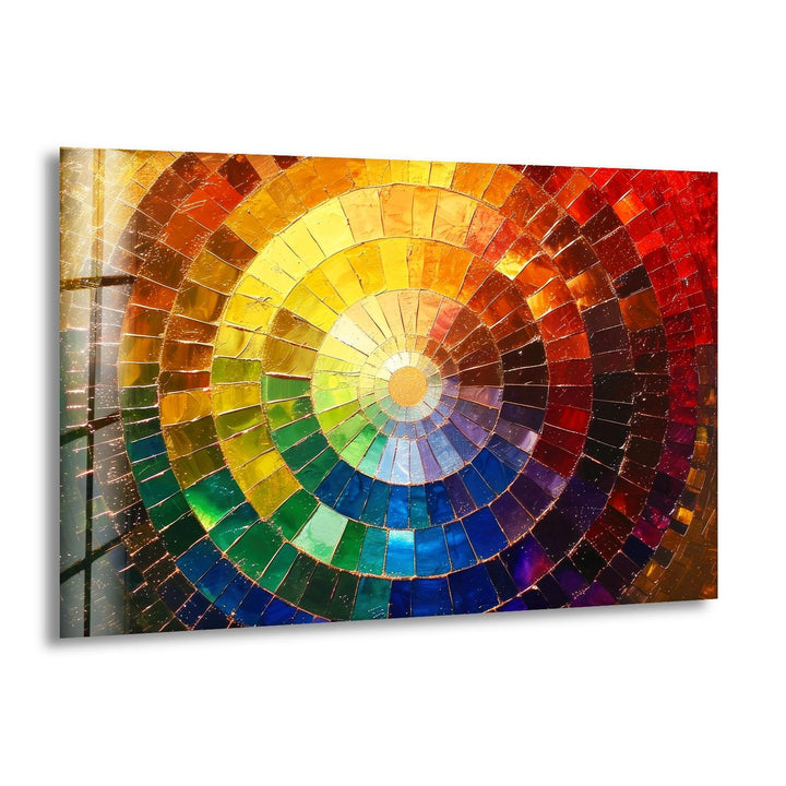 Colored Circle With Rainbow Glass Wall Art glass pictures for Wall, glass prints wall art