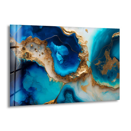 Blue Alcohol ink Glass Wall Art