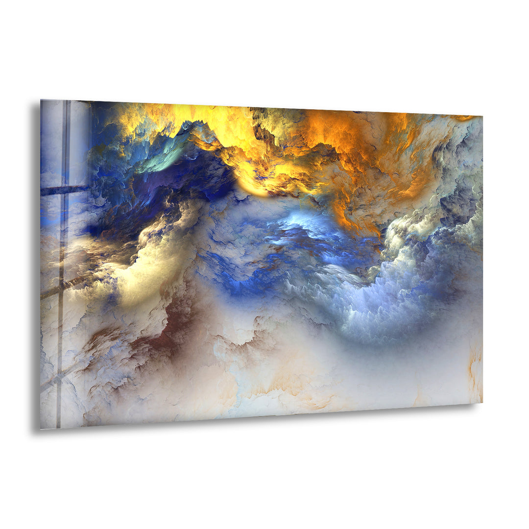 Abstract Multiple Colorful Clouds Glass Wall Art