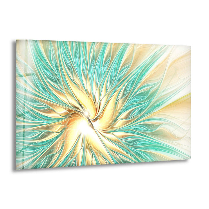 Green Fractal Artworks Glass Wall Art