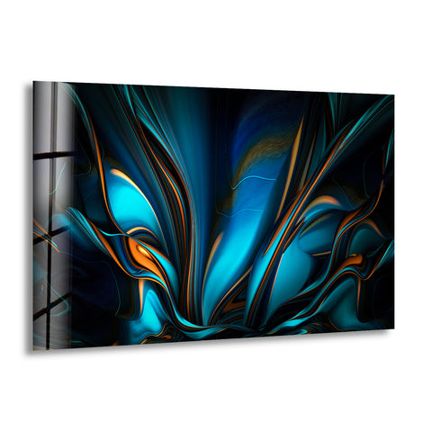 Blue and Orange Abstract Glass Wall Art custom stained glass glass photo prints glass picture