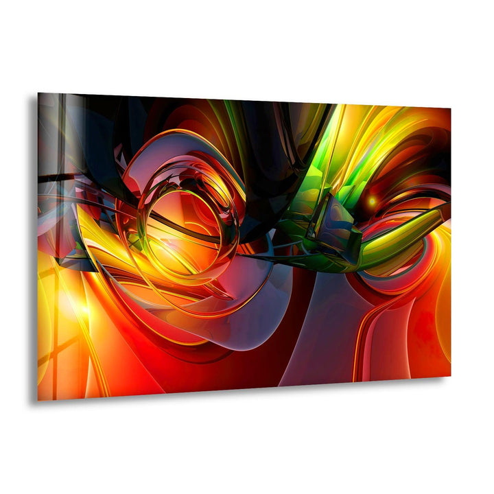 Red and Green Fractal Glass Wall Art