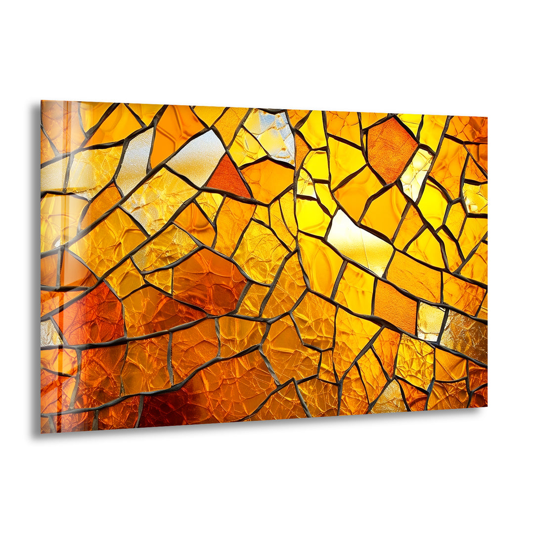 Stained Orange Cracked Glass Wall Art glass art painting, glass art for the Wall