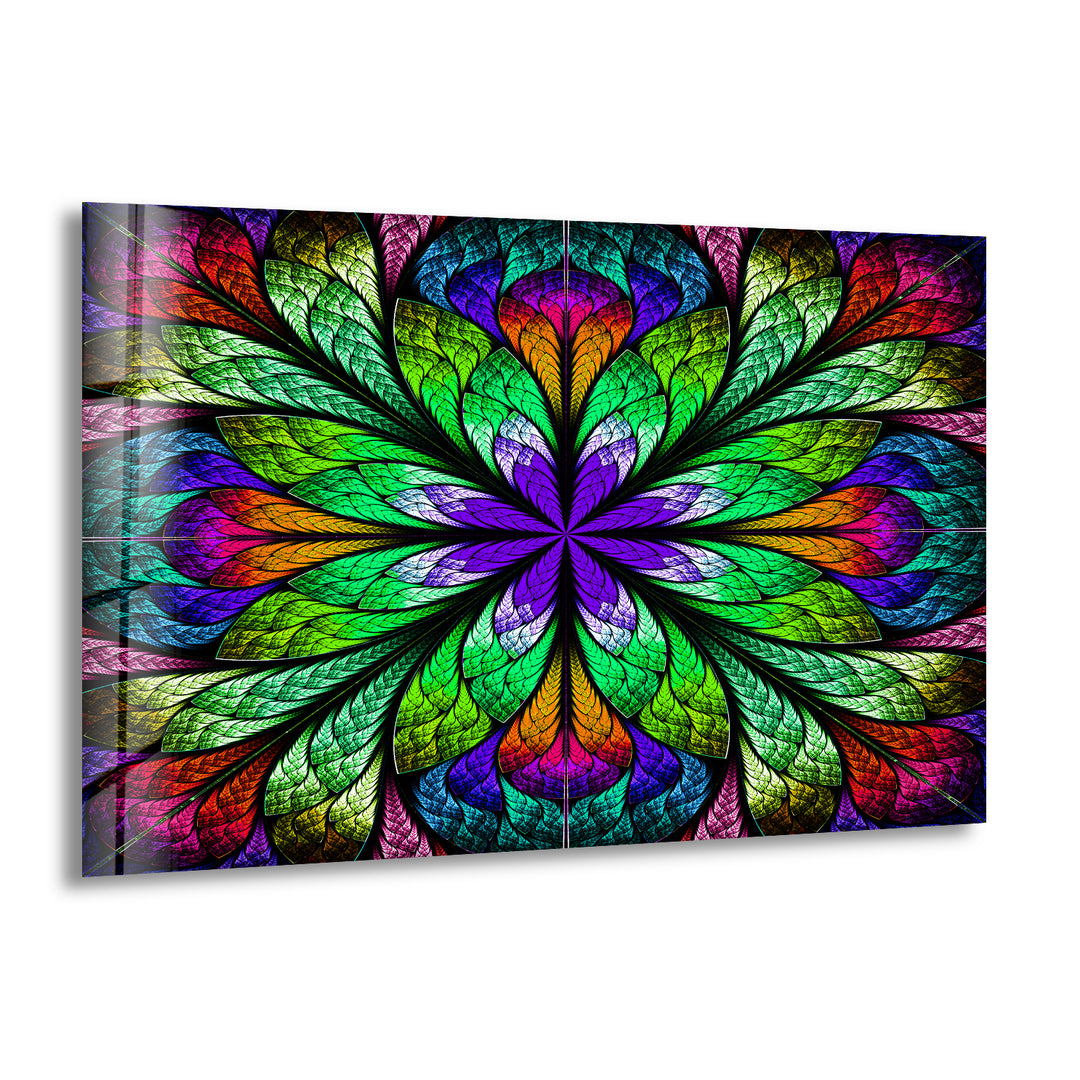 Fractal Flower in Glass Window Glass Wall Art glass photo prints, glass picture prints
