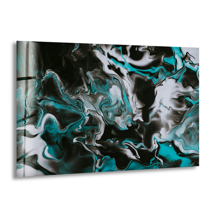 Green and Black Alcohol ink Glass Wall Art