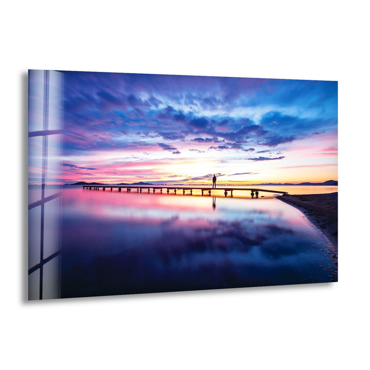 Sunset Pier Landscape Glass Wall Art art glass wall art, glass wall art pictures