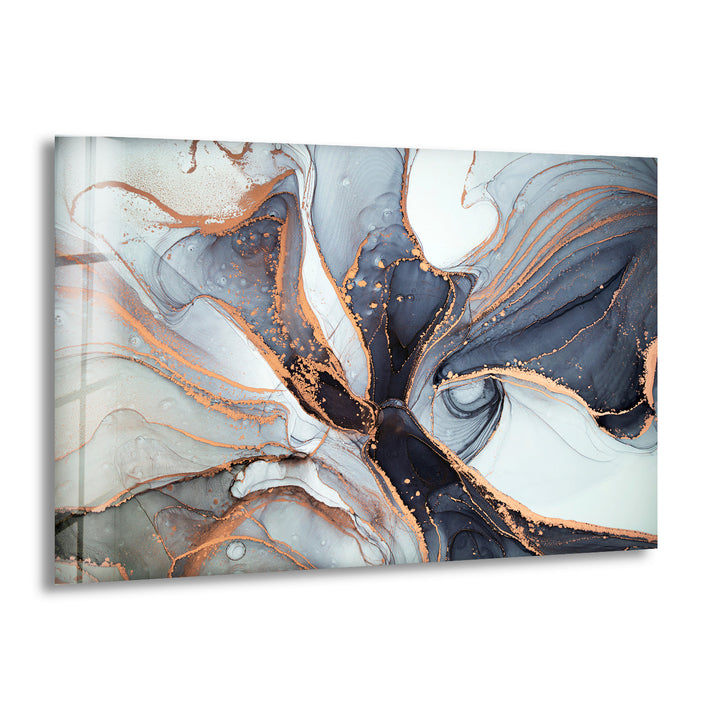 Mixture of Gray And Black Alcohol ink Glass Wall Art