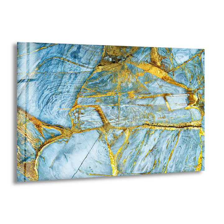 Gold&Blue Marble Glass Wall Art- Glass Printing Arts