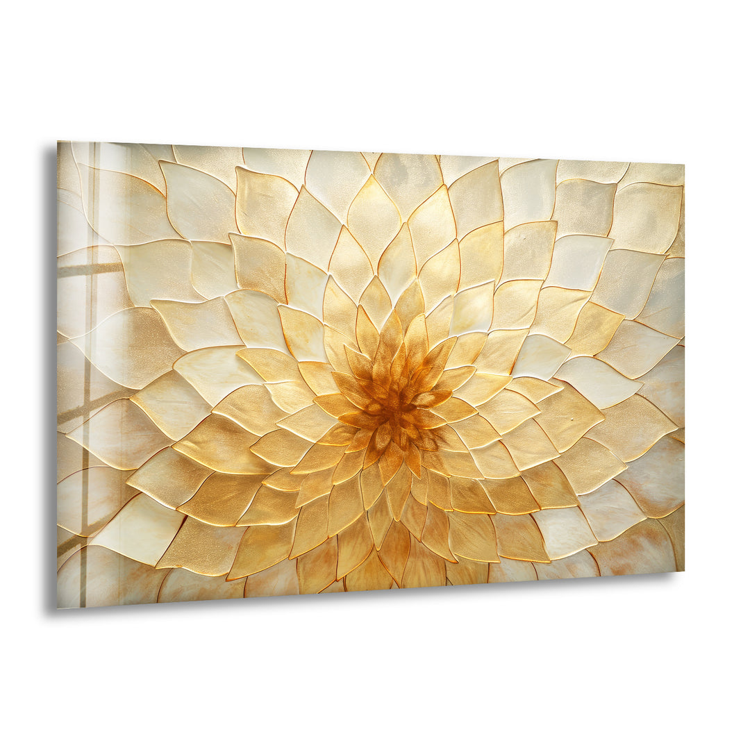 Stained Gold Flower Glass Wall Art Glass Printing Wall Art, Print photos on glass