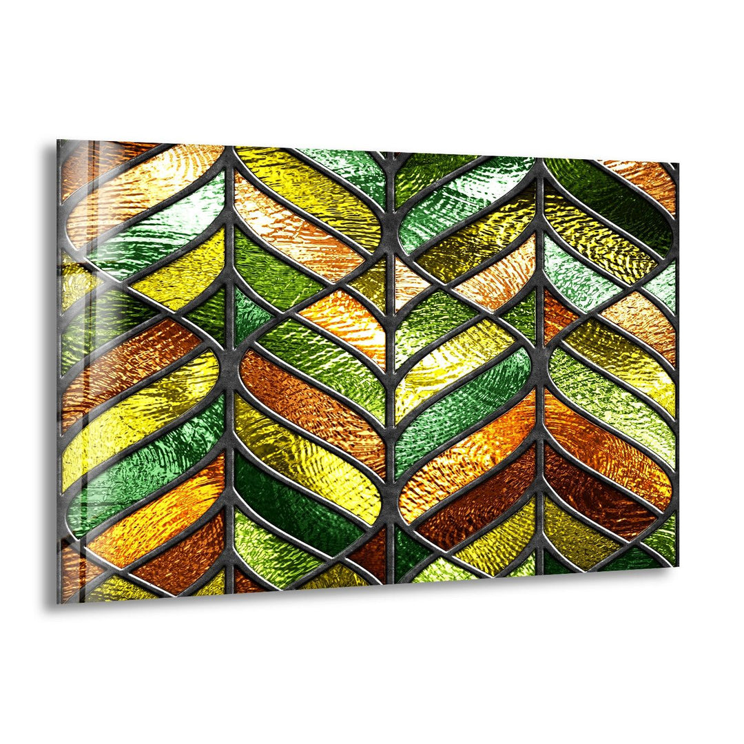 Green Stained Glass Wall Art print picture on glass, Tempered Glass Wall Art